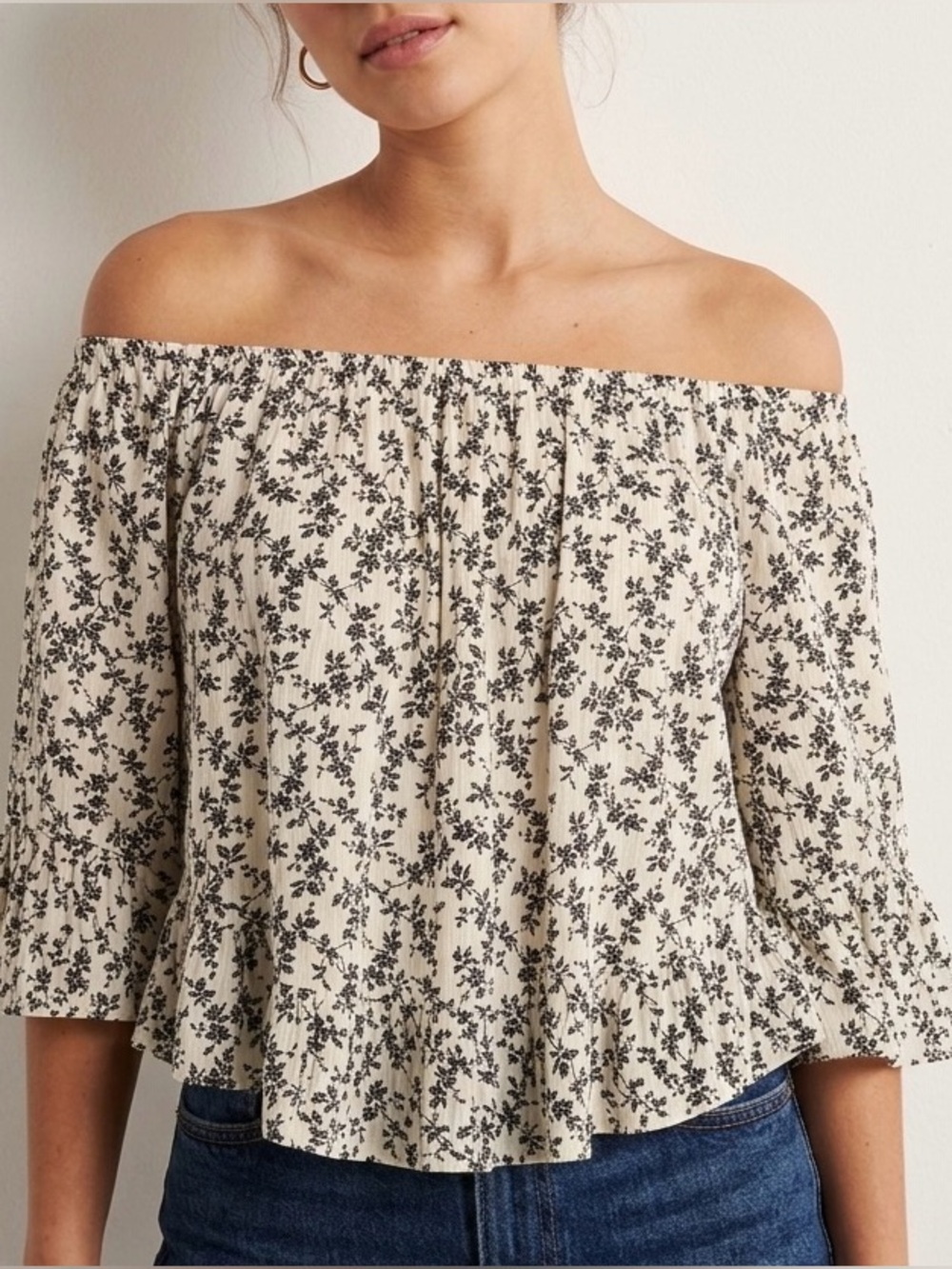Denim & Supply Ralph Lauren Floral Vanetta Off-The-Shoulder Peasant Blouse S